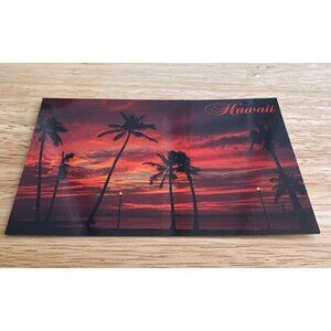 Vintage Hawaii Postcard Sunset Scene - Scenic View - Made In USA
